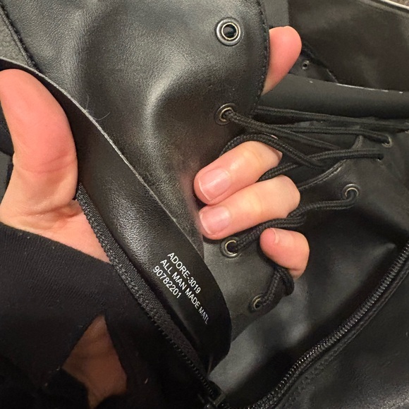 Black Over-the-Knee Lace-Up Heeled Boots - Picture 6 of 6